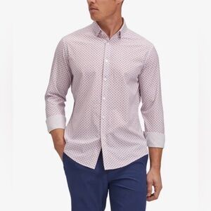 EUC Mizzen + Main Leeward No Tuck Dress Shirt - Pink Floral Print - M Trim B135